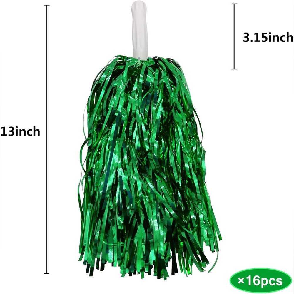Cheerleading Pom Poms Metallic Foil Plastic with Baton Handle, Set of 7 ea. - Picture 2 of 6
